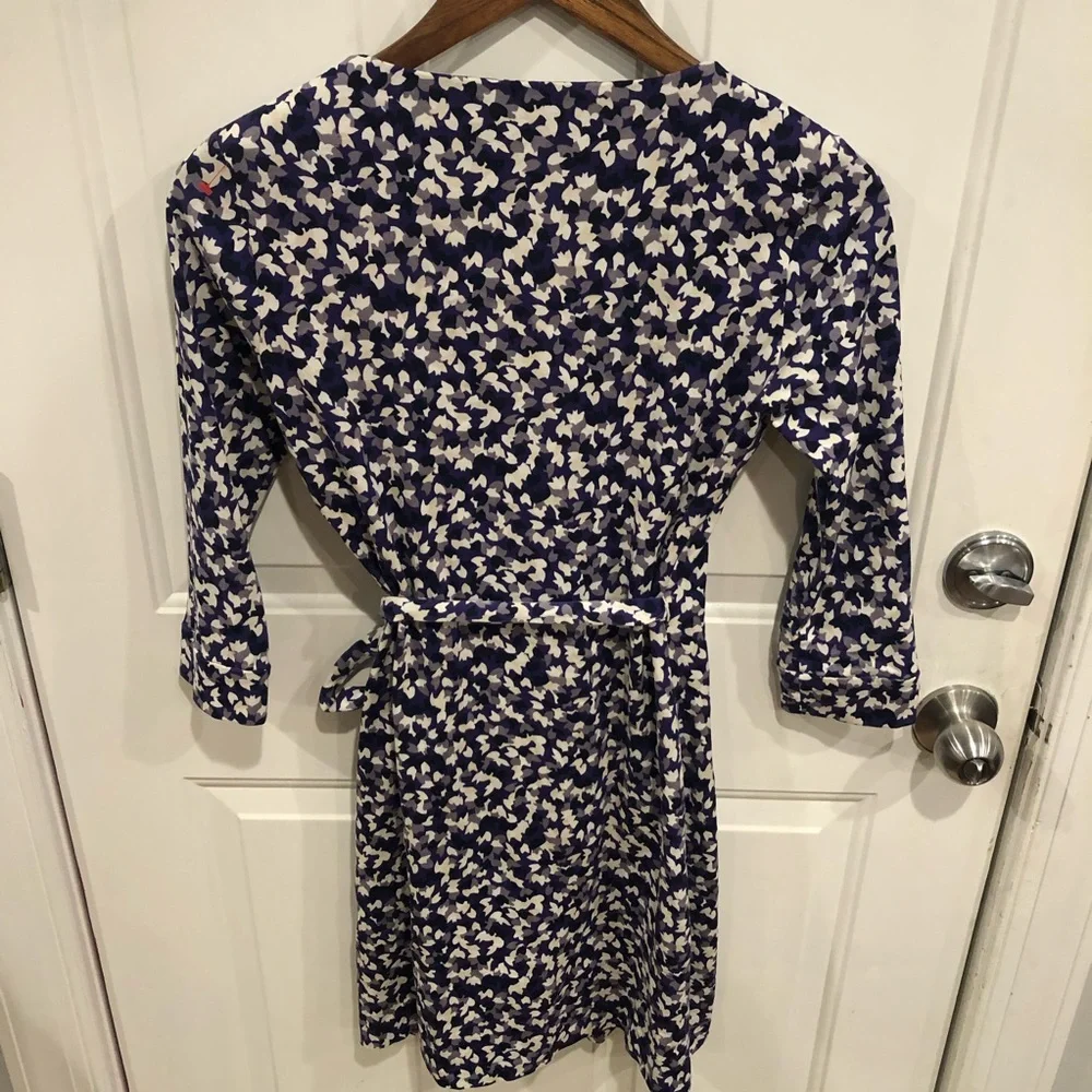 Diane Von Furstenberg Purple White New Julian Two Wrap Dress Jersey Knit - Picture 8 of 9